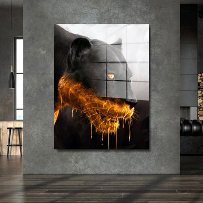 Raubkatze schwarzer Panther Gold Acrylglasbild Wandbild Bild Wanddeko Wohnzimmer XL