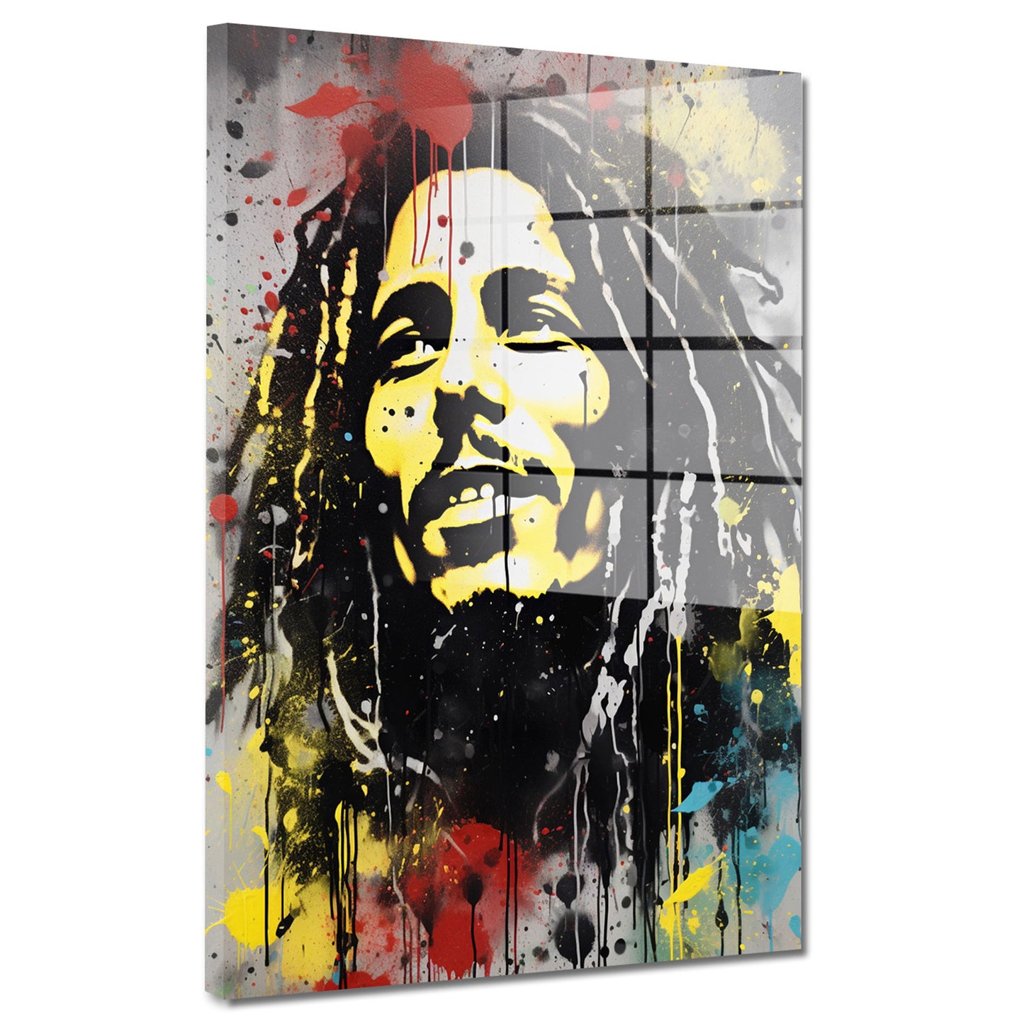Reggae abstrakt Musik Sänger Pop Art Acrylglasbild Wandbild Bild Wohnzimmer XL