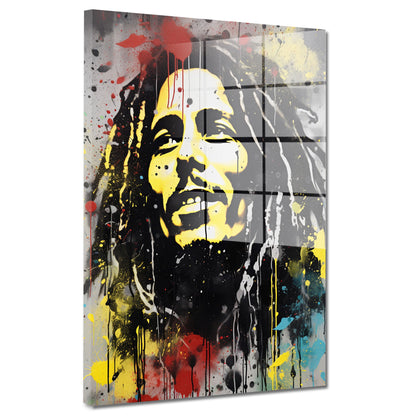 Reggae abstrakt Musik Sänger Pop Art Acrylglasbild Wandbild Bild Wohnzimmer XL