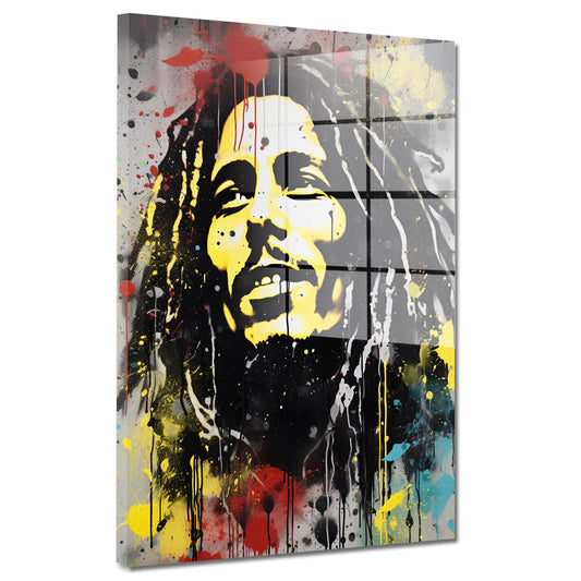 Reggae abstrakt Musik Sänger Pop Art Acrylglasbild Wandbild Bild Wohnzimmer XL
