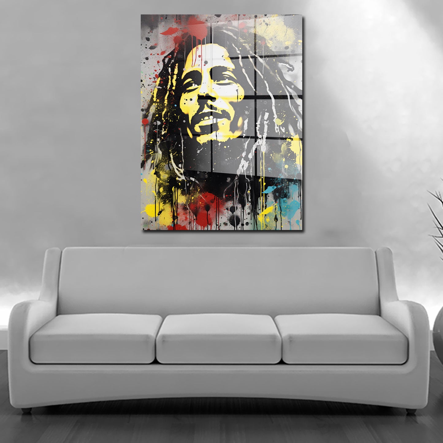 Reggae abstrakt Musik Sänger Pop Art Acrylglasbild Wandbild Bild Wohnzimmer XL