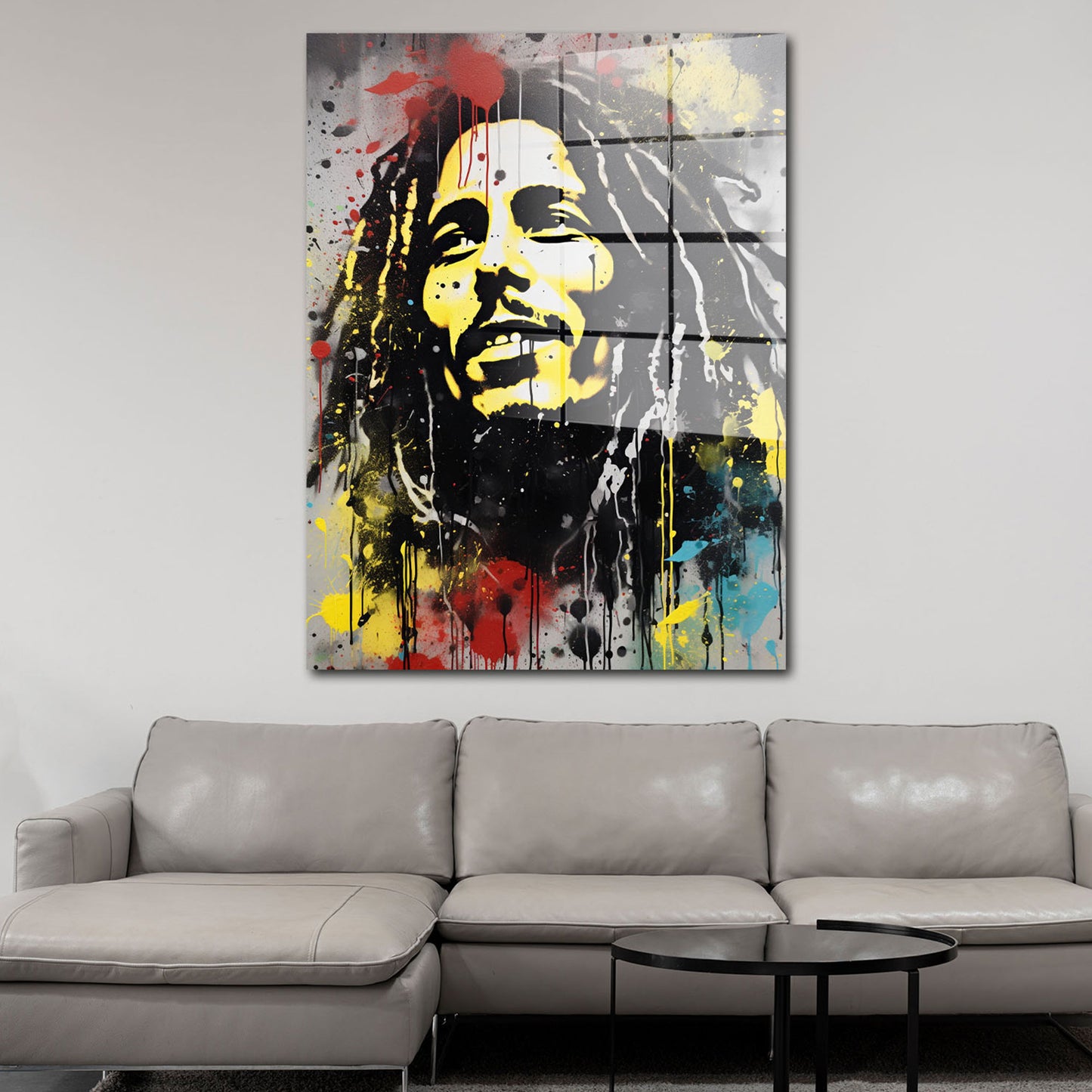 Reggae abstrakt Musik Sänger Pop Art Acrylglasbild Wandbild Bild Wohnzimmer XL