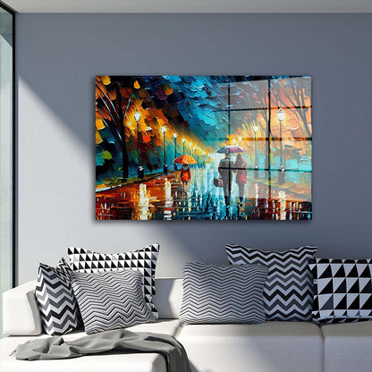 Regnerische Allee Acrylglasbild Wandbild Bild Wanddeko Wohnzimmer XL