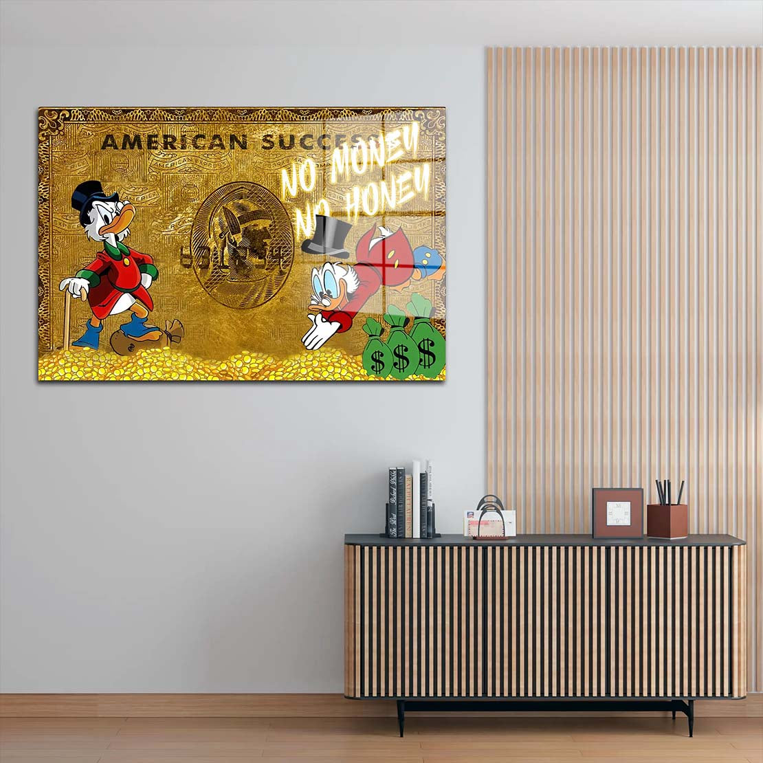 Rich Duck Gold Acrylglasbild Wandbild Bild Wanddeko Wohnzimmer XL