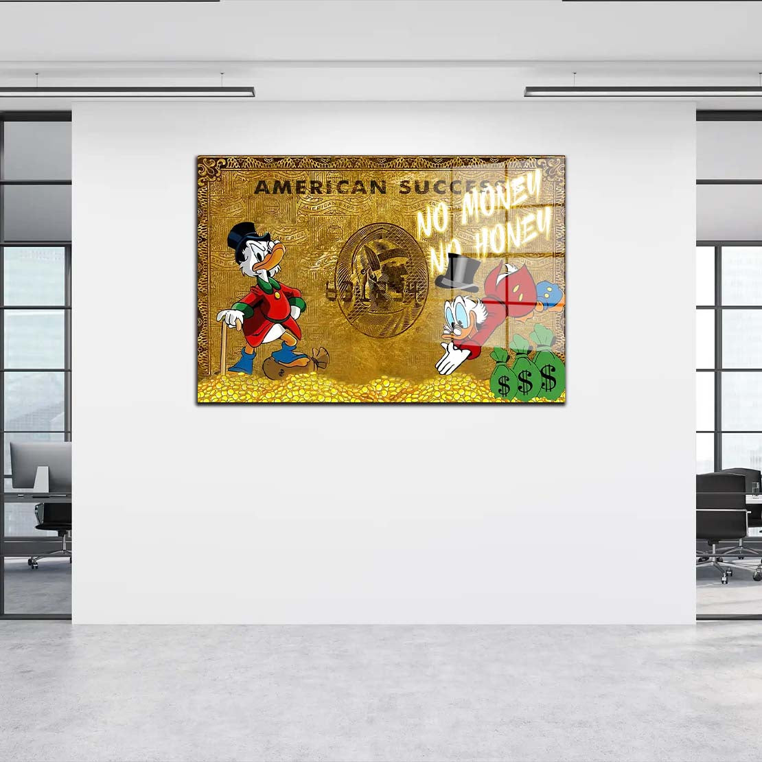 Rich Duck Gold Acrylglasbild Wandbild Bild Wanddeko Wohnzimmer XL