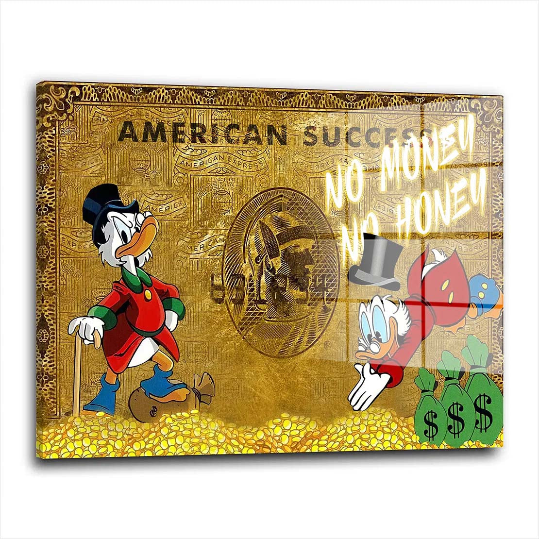 Rich Duck Gold Acrylglasbild Wandbild Bild Wanddeko Wohnzimmer XL