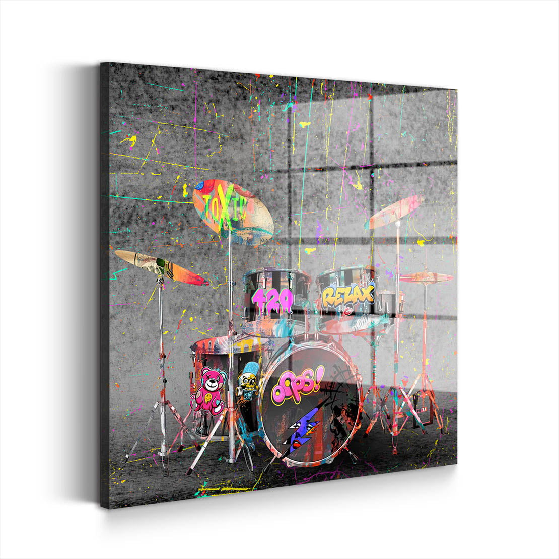 Schlagzeug Graffiti Acrylglasbild Wandbild Bild Wanddeko Wohnzimmer XL