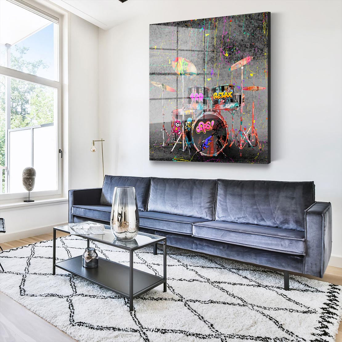 Schlagzeug Graffiti Acrylglasbild Wandbild Bild Wanddeko Wohnzimmer XL