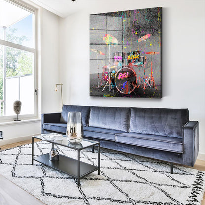 Schlagzeug Graffiti Acrylglasbild Wandbild Bild Wanddeko Wohnzimmer XL