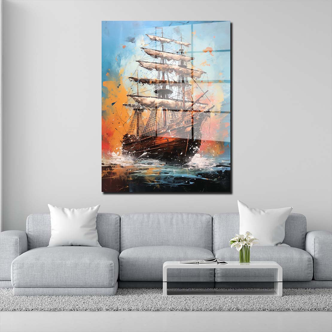 Segelschiff Hohe See Acrylglasbild Wandbild Bild Wanddeko Wohnzimmer XL