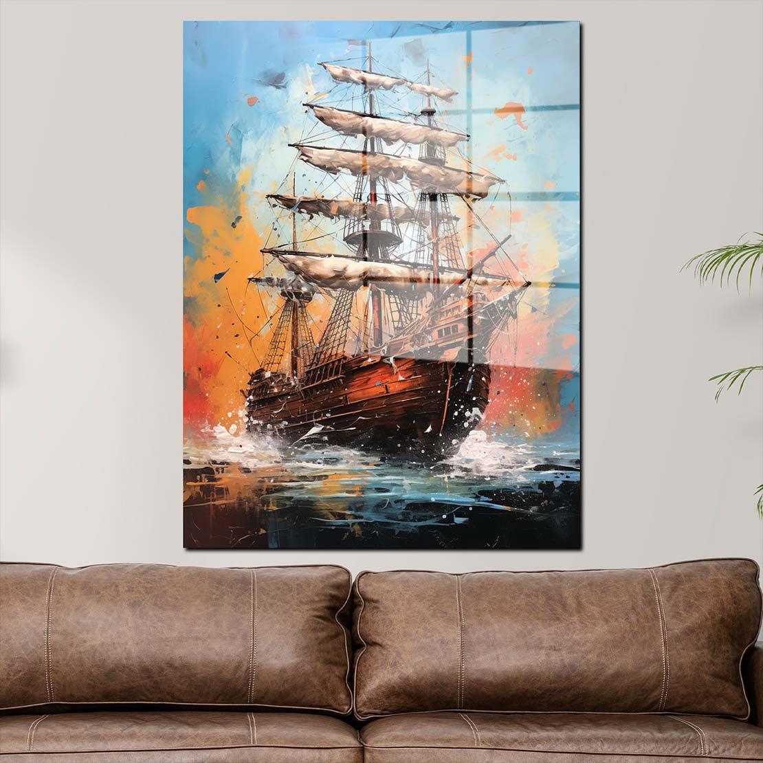 Segelschiff Hohe See Acrylglasbild Wandbild Bild Wanddeko Wohnzimmer XL