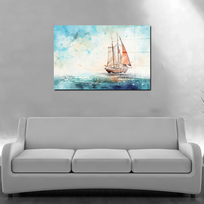 Segelschiff abstrakt Blue Acrylglasbild Wandbild Bild Wanddeko Wohnzimmer XL