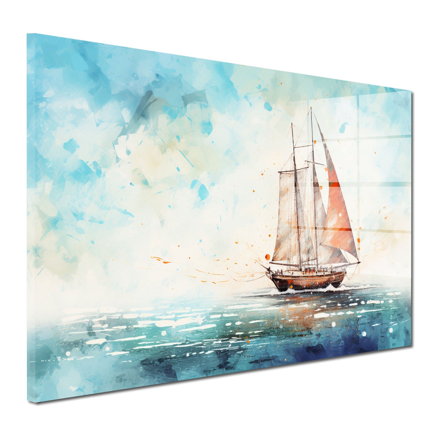 Segelschiff abstrakt Blue Acrylglasbild Wandbild Bild Wanddeko Wohnzimmer XL