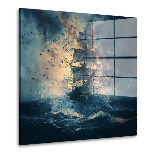 Segelschiff im Sturm Meer Acrylglasbild Wandbild Bild Wanddeko Wohnzimmer XL