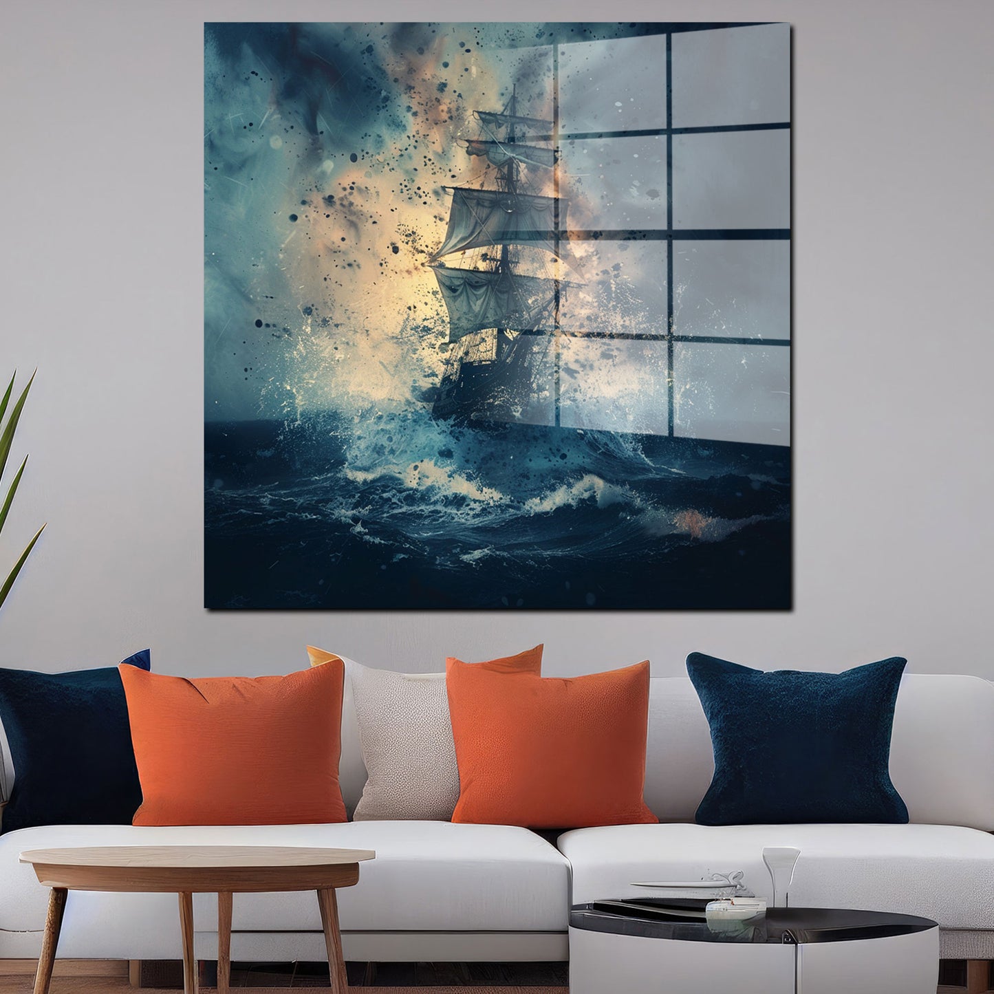 Segelschiff im Sturm Meer Acrylglasbild Wandbild Bild Wanddeko Wohnzimmer XL