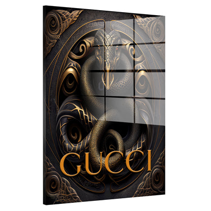 Snake Gold Abstract Acrylglasbild Wandbild Bild Wanddeko Wohnzimmer XL