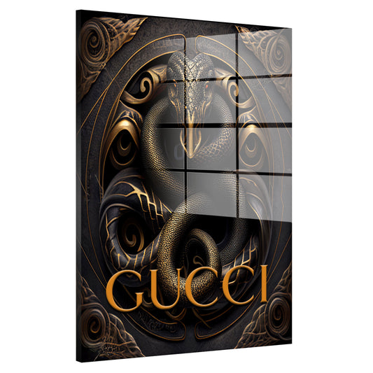 Snake Gold Abstract Acrylglasbild Wandbild Bild Wanddeko Wohnzimmer XL