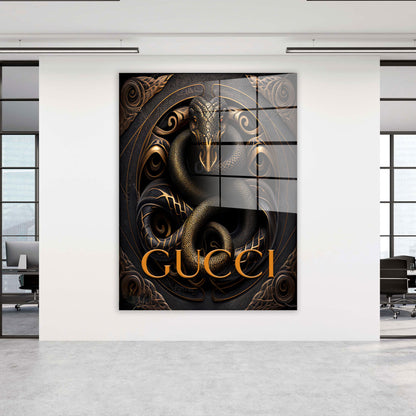 Snake Gold Abstract Acrylglasbild Wandbild Bild Wanddeko Wohnzimmer XL