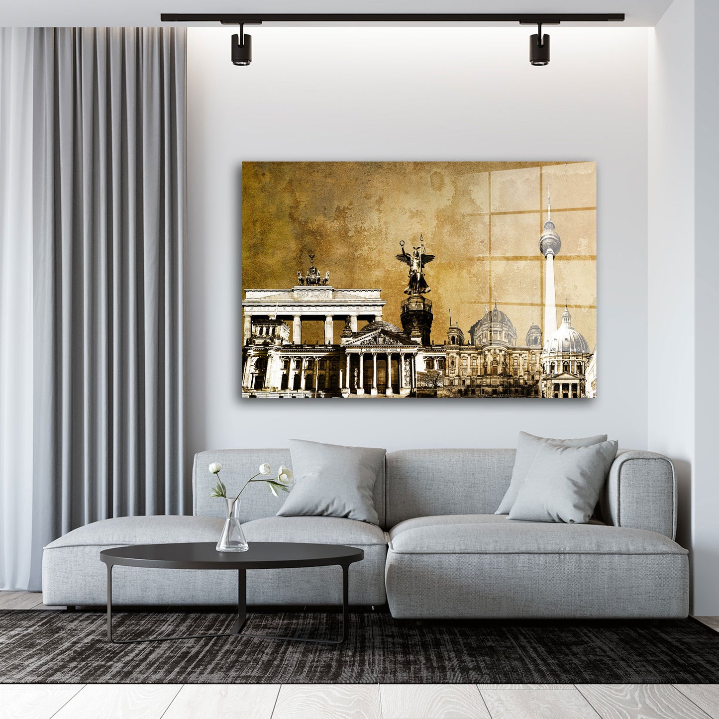 Städte Berlin Gold Acrylglasbild Wandbild Bild Wanddeko Wohnzimmer XL