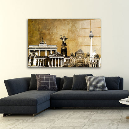 Städte Berlin Gold Acrylglasbild Wandbild Bild Wanddeko Wohnzimmer XL