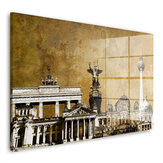 Städte Berlin Gold Acrylglasbild Wandbild Bild Wanddeko Wohnzimmer XL