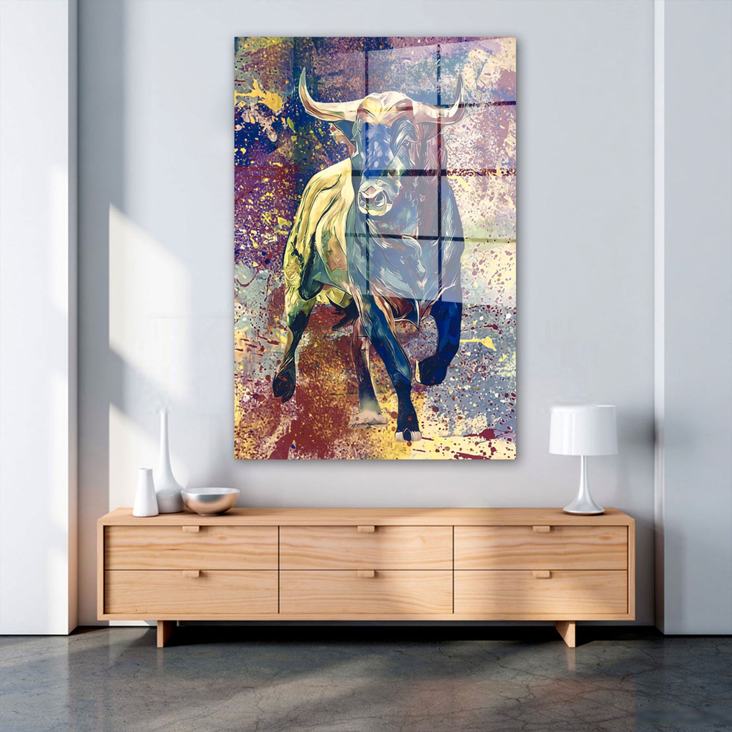 Stier Colour Pop Art Acrylglasbild Wandbild Bild Wanddeko Wohnzimmer XL