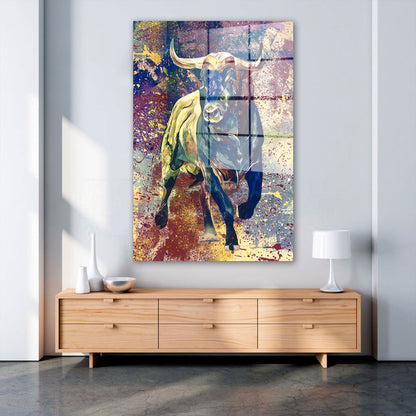 Stier Colour Pop Art Acrylglasbild Wandbild Bild Wanddeko Wohnzimmer XL
