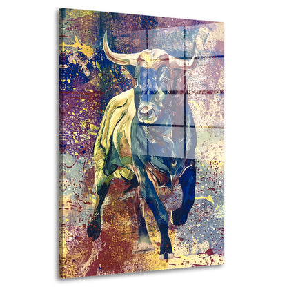 Stier Colour Pop Art Acrylglasbild Wandbild Bild Wanddeko Wohnzimmer XL