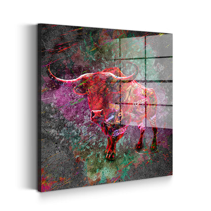 Stier Graffiti Street Art Acrylglasbild Wandbild Bild Wanddeko Wohnzimmer XL
