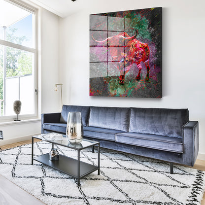 Stier Graffiti Street Art Acrylglasbild Wandbild Bild Wanddeko Wohnzimmer XL