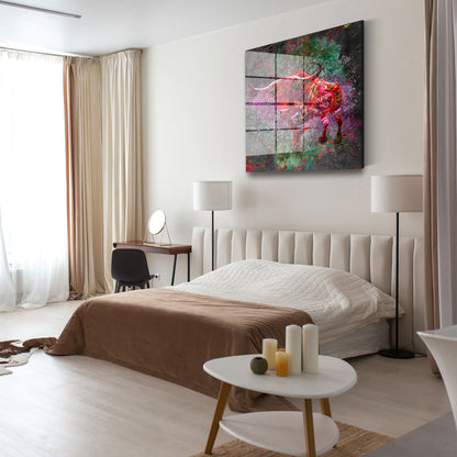 Stier Graffiti Street Art Acrylglasbild Wandbild Bild Wanddeko Wohnzimmer XL