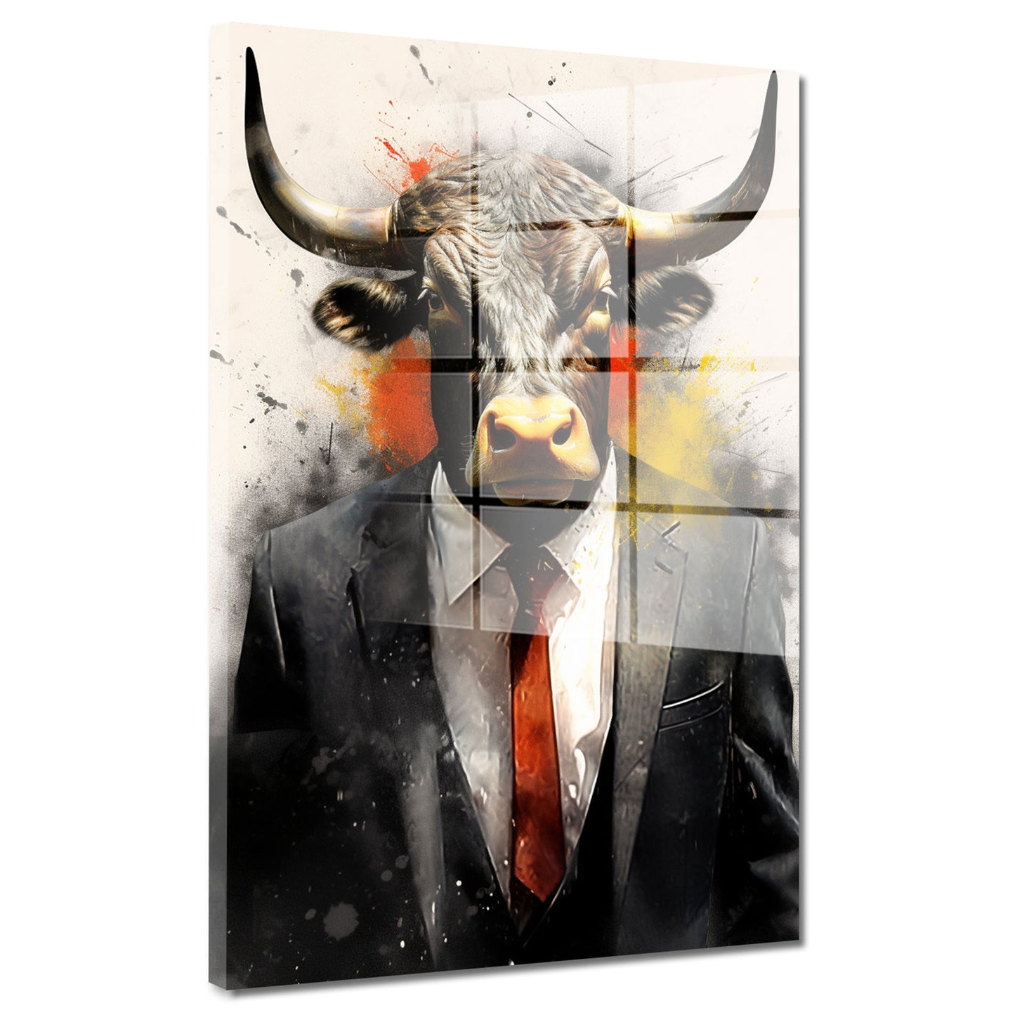 Stier im Anzug abstrakt Acrylglasbild Wandbild Bild Wanddeko Wohnzimmer XL