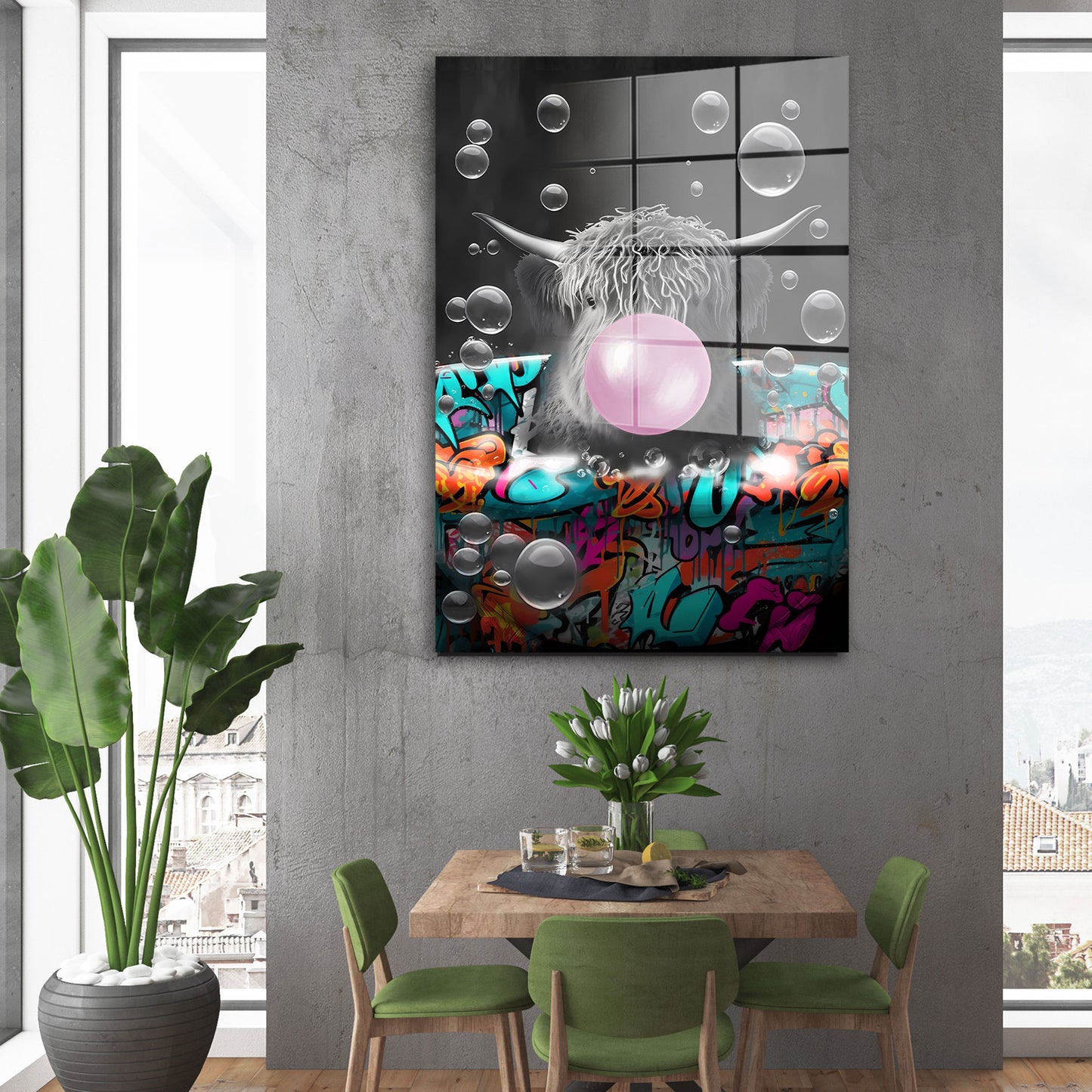 Stier in der Badewanne Bubble Acrylglasbild Wandbild Bild Wanddeko XL