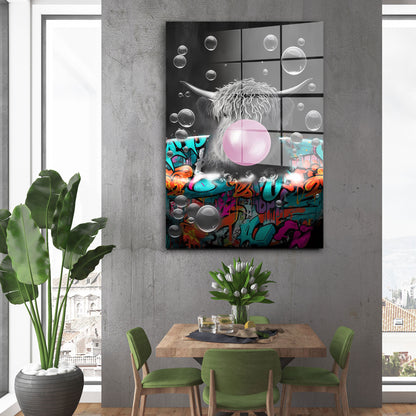 Stier in der Badewanne Bubble Acrylglasbild Wandbild Bild Wanddeko XL