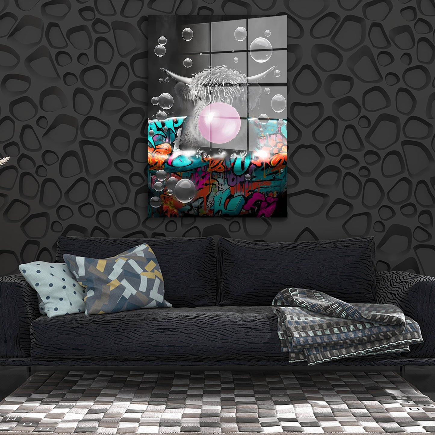 Stier in der Badewanne Bubble Acrylglasbild Wandbild Bild Wanddeko XL