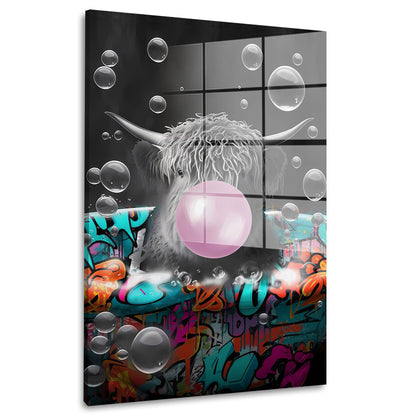 Stier in der Badewanne Bubble Acrylglasbild Wandbild Bild Wanddeko XL