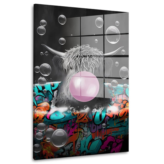 Stier in der Badewanne Bubble Acrylglasbild Wandbild Bild Wanddeko XL