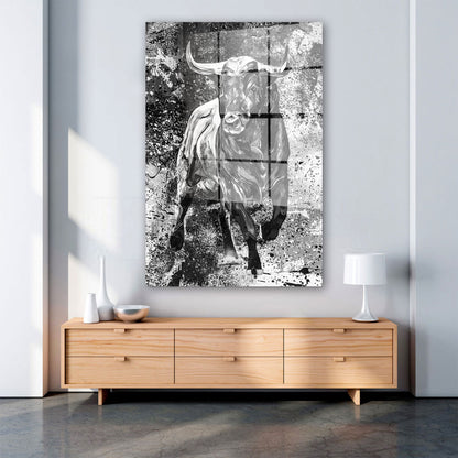 Stier schwarz weiß Pop Art Acrylglasbild Wandbild Bild Wanddeko Wohnzimmer XL