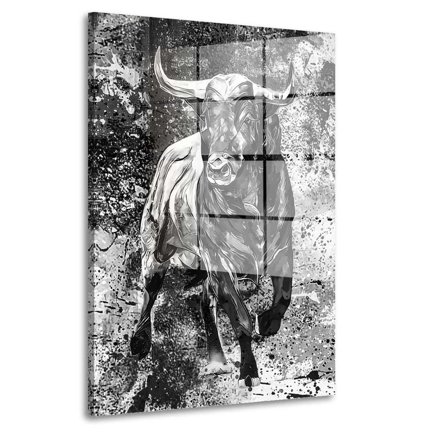 Stier schwarz weiß Pop Art Acrylglasbild Wandbild Bild Wanddeko Wohnzimmer XL