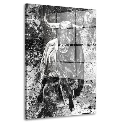 Stier schwarz weiß Pop Art Acrylglasbild Wandbild Bild Wanddeko Wohnzimmer XL