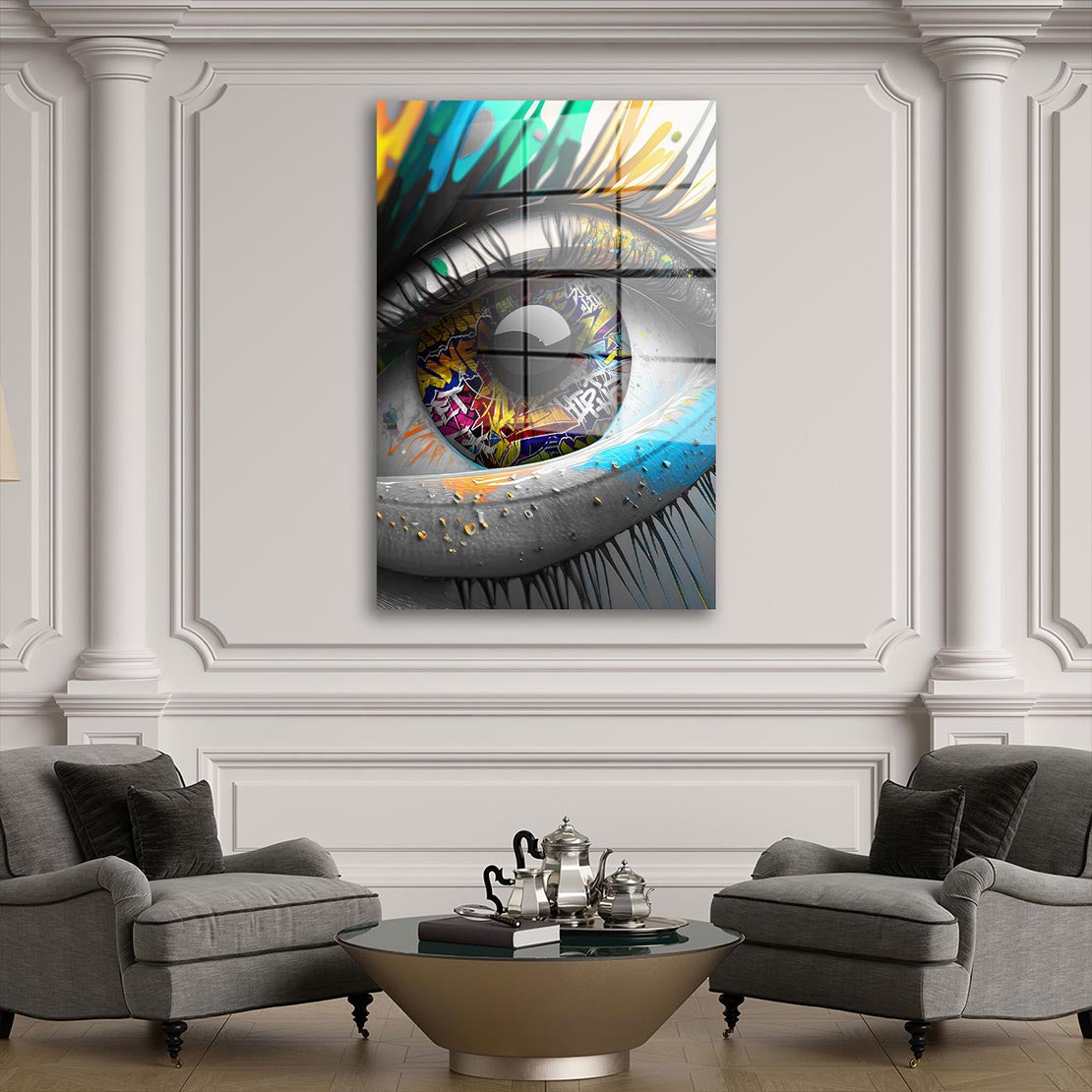 Street Art Auge Graffiti Acrylglasbild Wandbild Bild Wanddeko Wohnzimmer XL