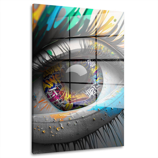 Street Art Auge Graffiti Acrylglasbild Wandbild Bild Wanddeko Wohnzimmer XL