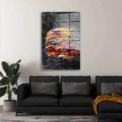 Street Art Burger Dark Acrylglasbild Wandbild Bild Wanddeko Wohnzimmer XL