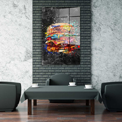 Street Art Burger Dark Acrylglasbild Wandbild Bild Wanddeko Wohnzimmer XL