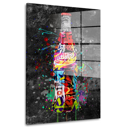 Street Art Cola Flasche Acrylglasbild Wandbild Bild Wanddeko Wohnzimmer XL