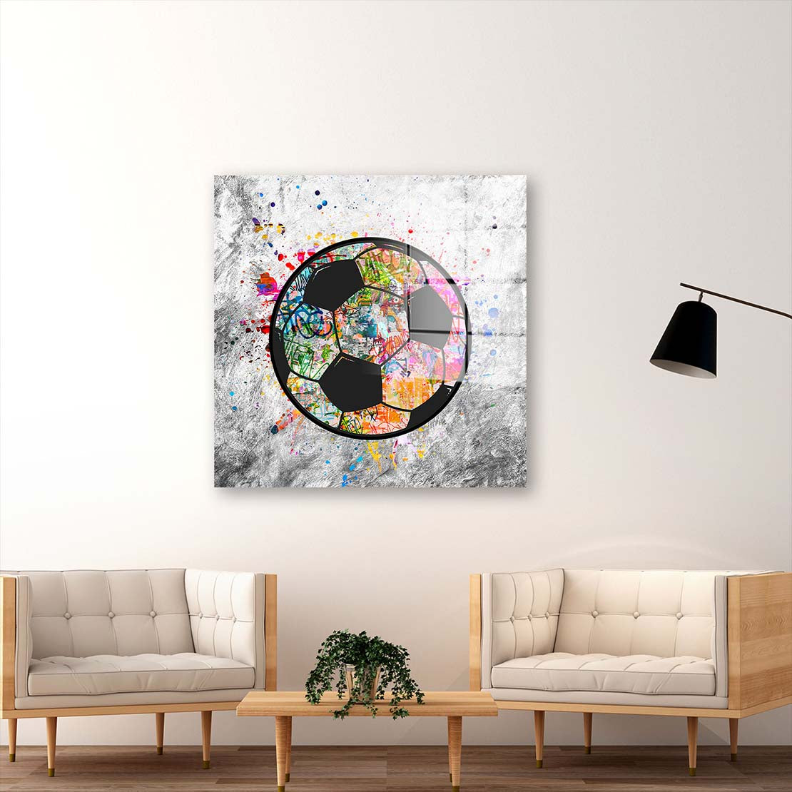 Street Art Fußball Graffiti Acrylglasbild Wandbild Bild Wanddeko Wohnzimmer XL
