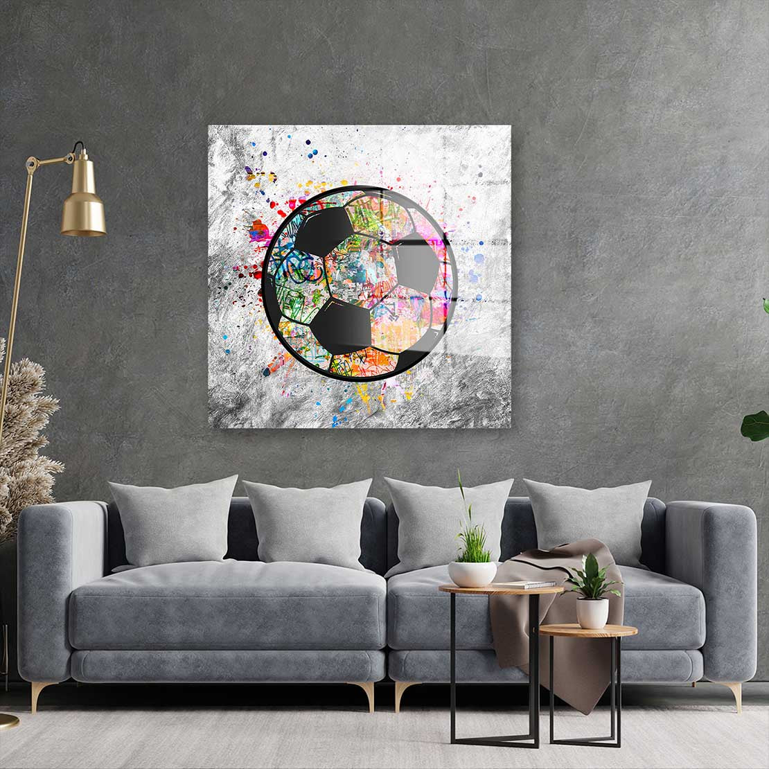 Street Art Fußball Graffiti Acrylglasbild Wandbild Bild Wanddeko Wohnzimmer XL