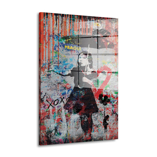 Street Art Girl Prague Acrylglasbild Wandbild Bild Wanddeko Wohnzimmer XL
