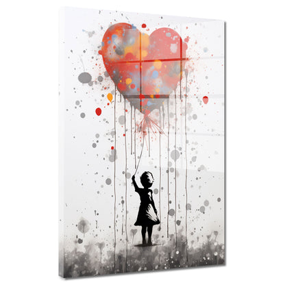 Street Art Mädchen mit Herz Acrylglasbild Wandbild Bild Wanddeko XL