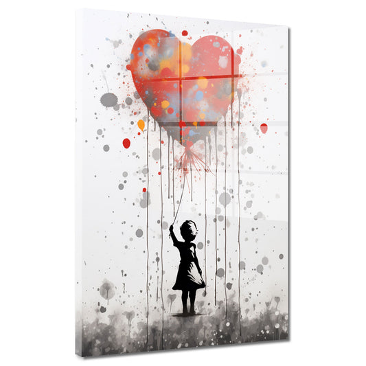 Street Art Mädchen mit Herz Acrylglasbild Wandbild Bild Wanddeko XL